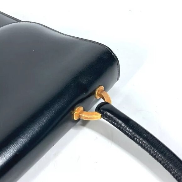 HERMES vintage Ring Do Hand Bag Flap Shoulder Bag Bock Scarf Black/GoldHardware - Picture 5 of 15